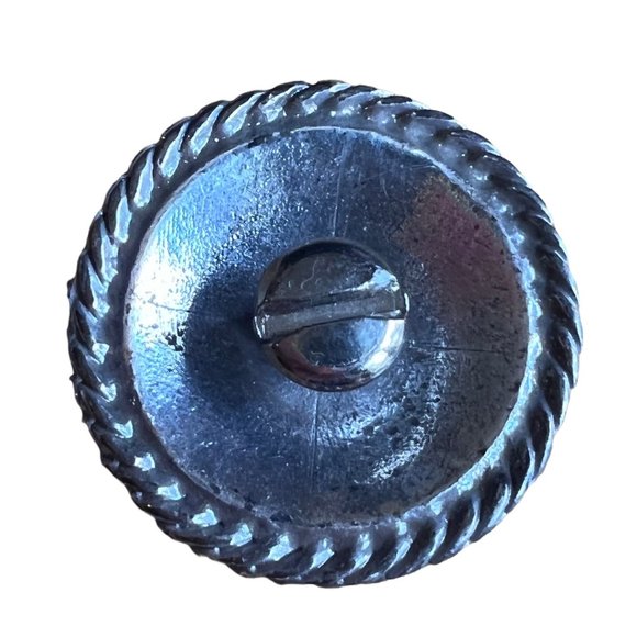 Vtg Fleur de Lis Real Leather Concho Braided Edge Gold Silver Plated Round 1.25" - Picture 3 of 5